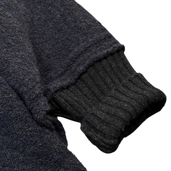 Harley of Scotland Boucle Wool Navy Gray Sleeved Poncho Cardigan Womens OS - Picture 7 of 13